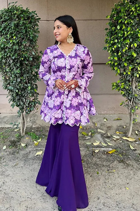 Shades Of Purple Peplum Set